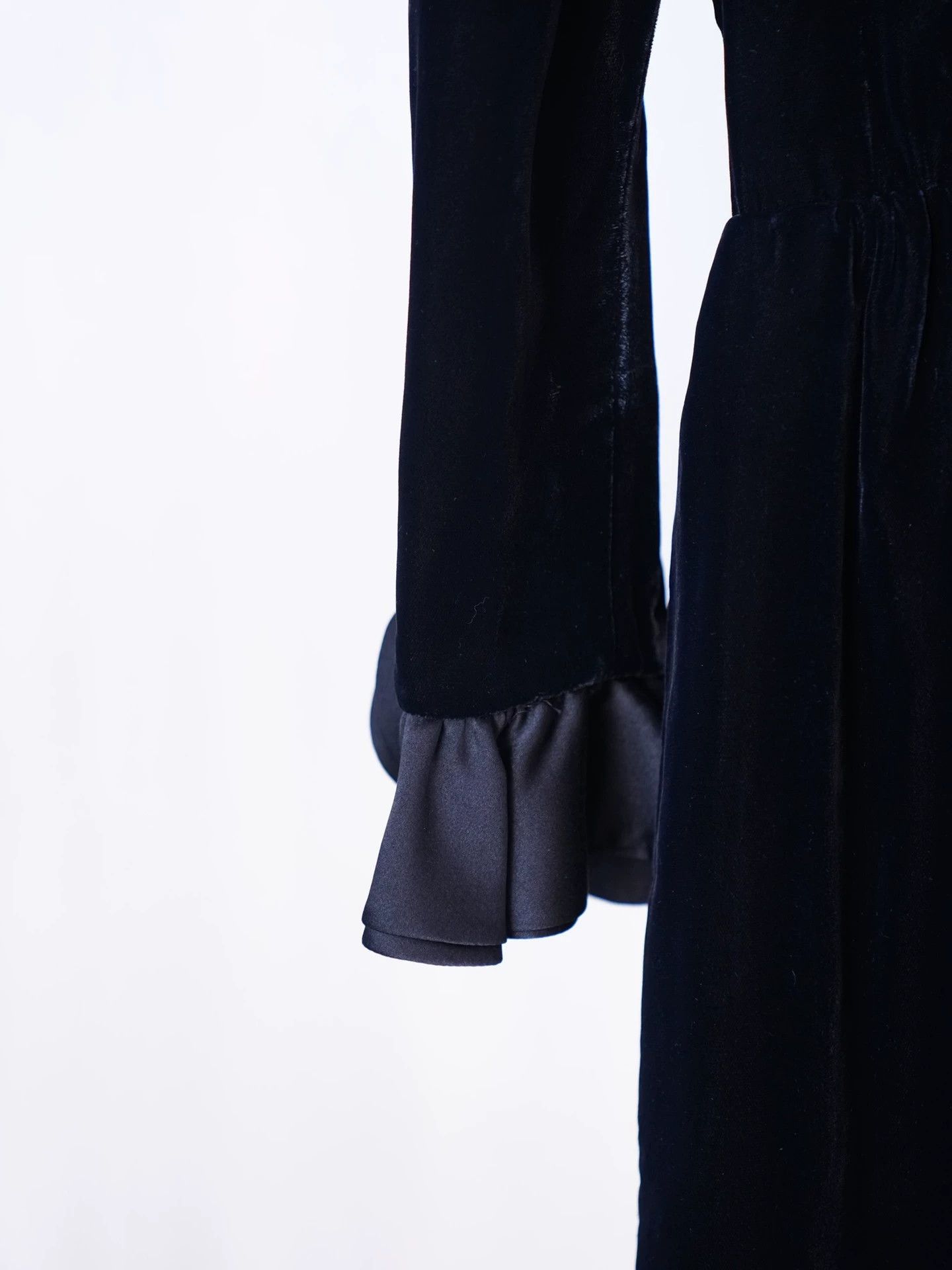 Yves Saint Laurent YSL Rive Gauche 1982 Silk Velvet Dress Black S & Blue M Size XS / US 0-2 / IT 36-38 - 4 Thumbnail