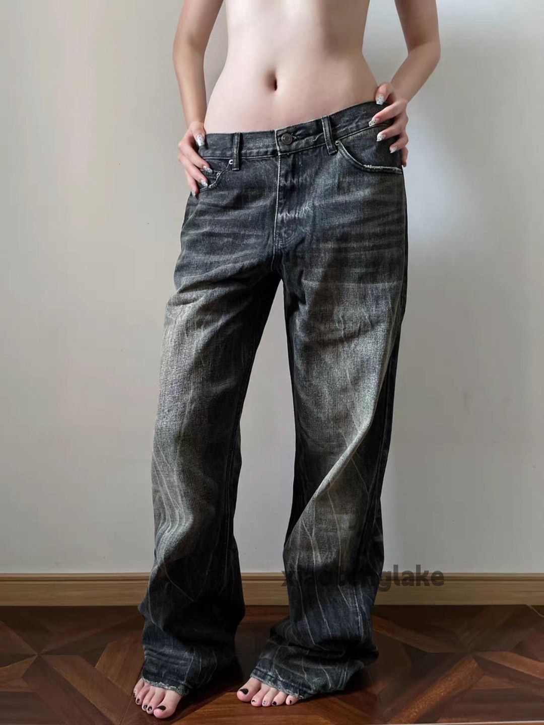 Vintage Custom washed faded loose baggy skate hiphop jeans Size US 28 / EU 44 - 1 Thumbnail