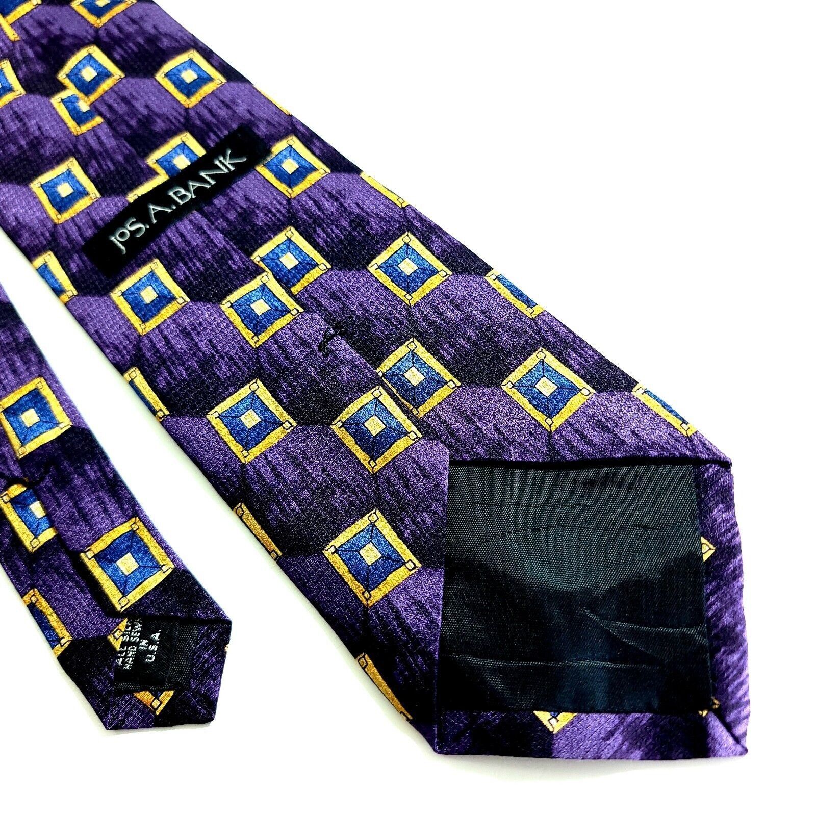 Jos. A. Bank Jos A Bank Purple Yellow Geometric Print Wide Silk Tie Size ONE SIZE - 4 Thumbnail