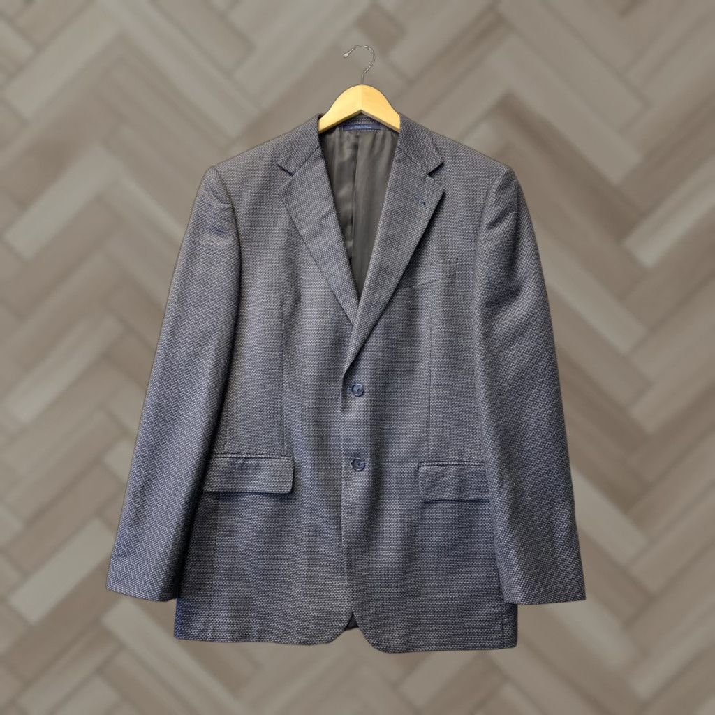 Joseph Abboud VINTAGE Joseph Abboud Sport Coat Men 40R Blue Wool Silk Geometric Single-Breasted 118-63 Size 40R - 1 Thumbnail