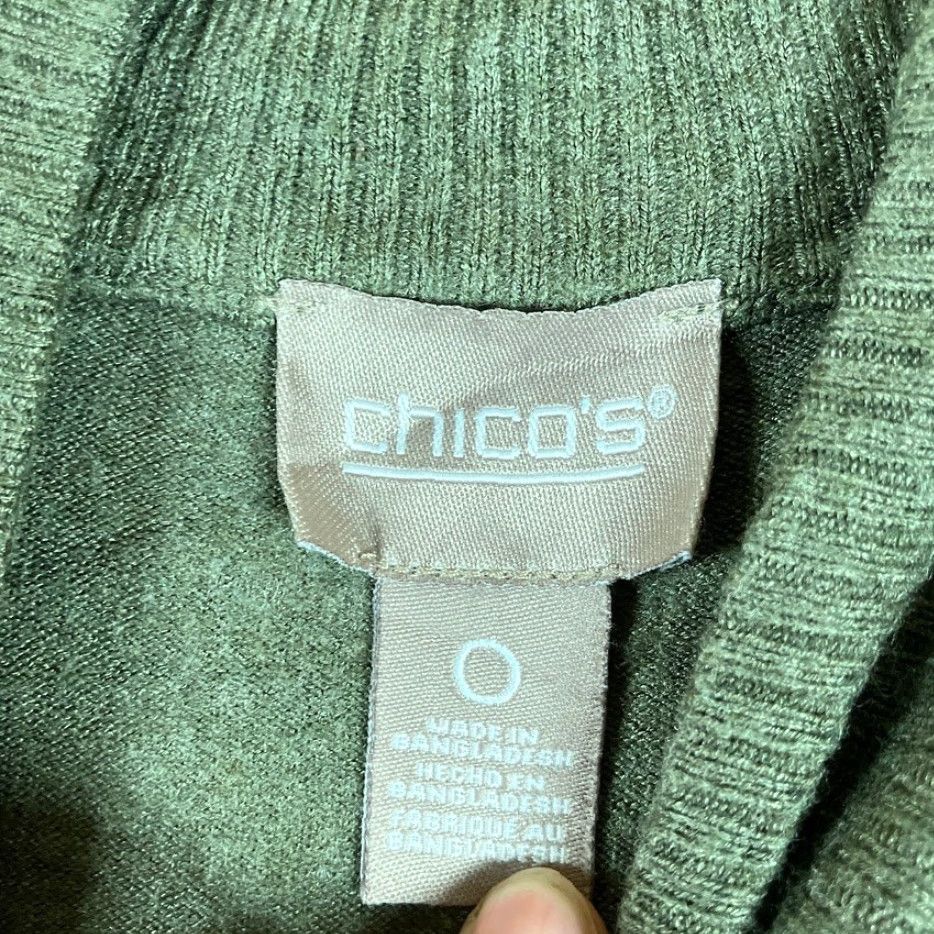 Vintage Chicos Women Sweater Green Mock Neck Pullover Long Sleeve Stretch S KnIT Style Solid Pattern Casual Workwear 0 (S) Womens Size S / US 4 / IT 40 - 6 Thumbnail