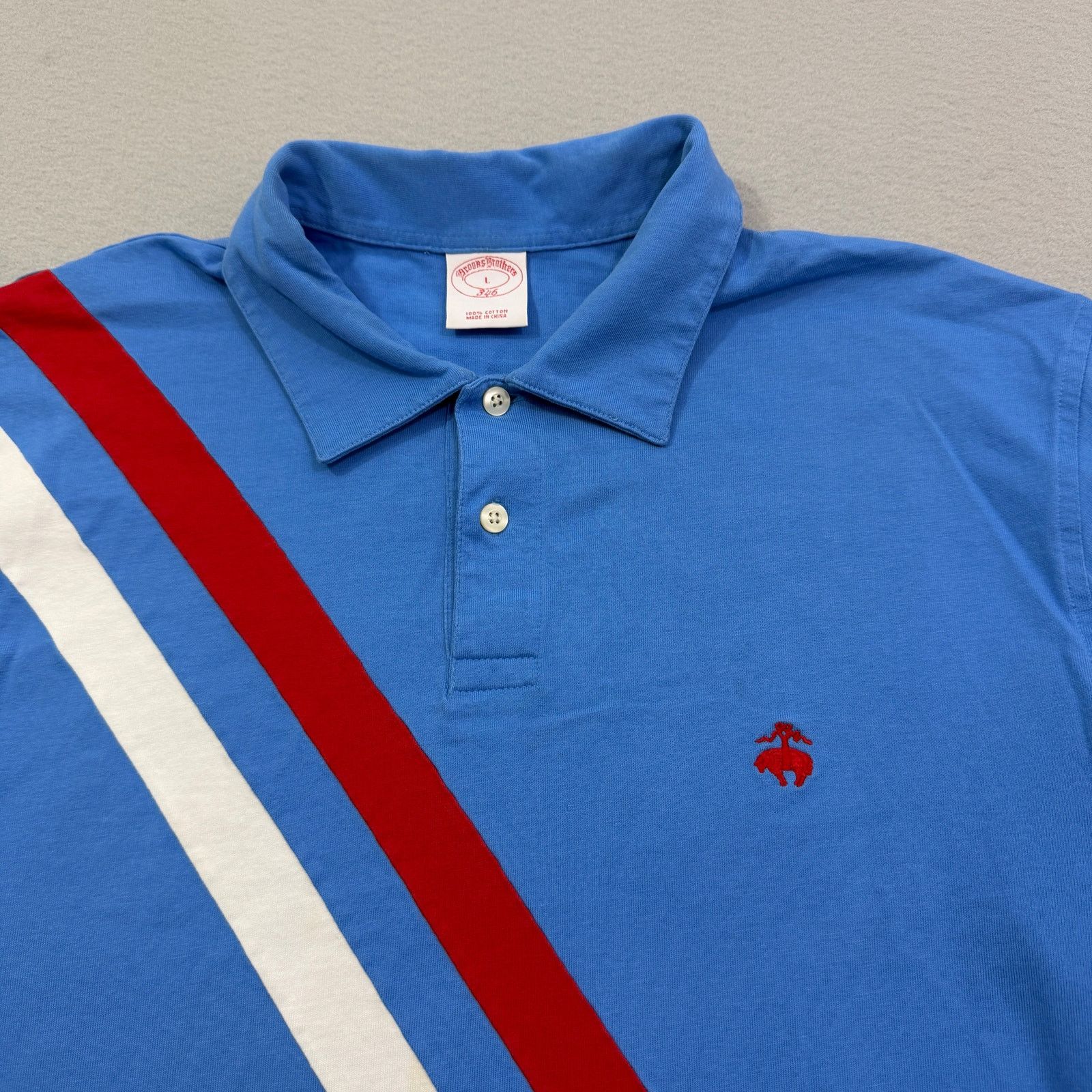 Brooks Brothers Brooks Brothers Polo Shirt Mens Large Blue Red White Striped Size US L / EU 52-54 / 3 - 3 Thumbnail