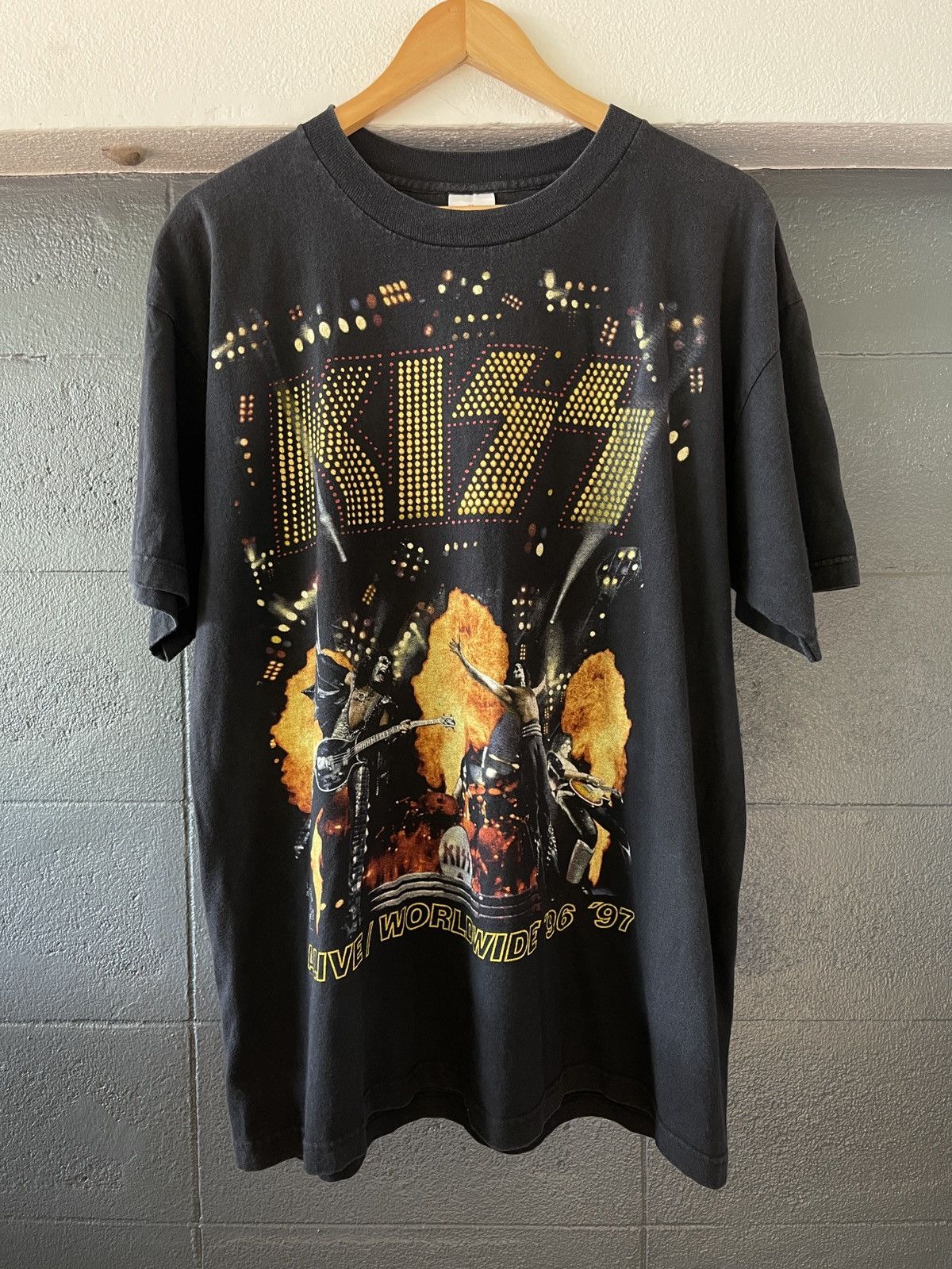 image of Band Tees x Vintage Kiss ‘The Hottest Band’ 1997S in Black, Men's (Size XL)