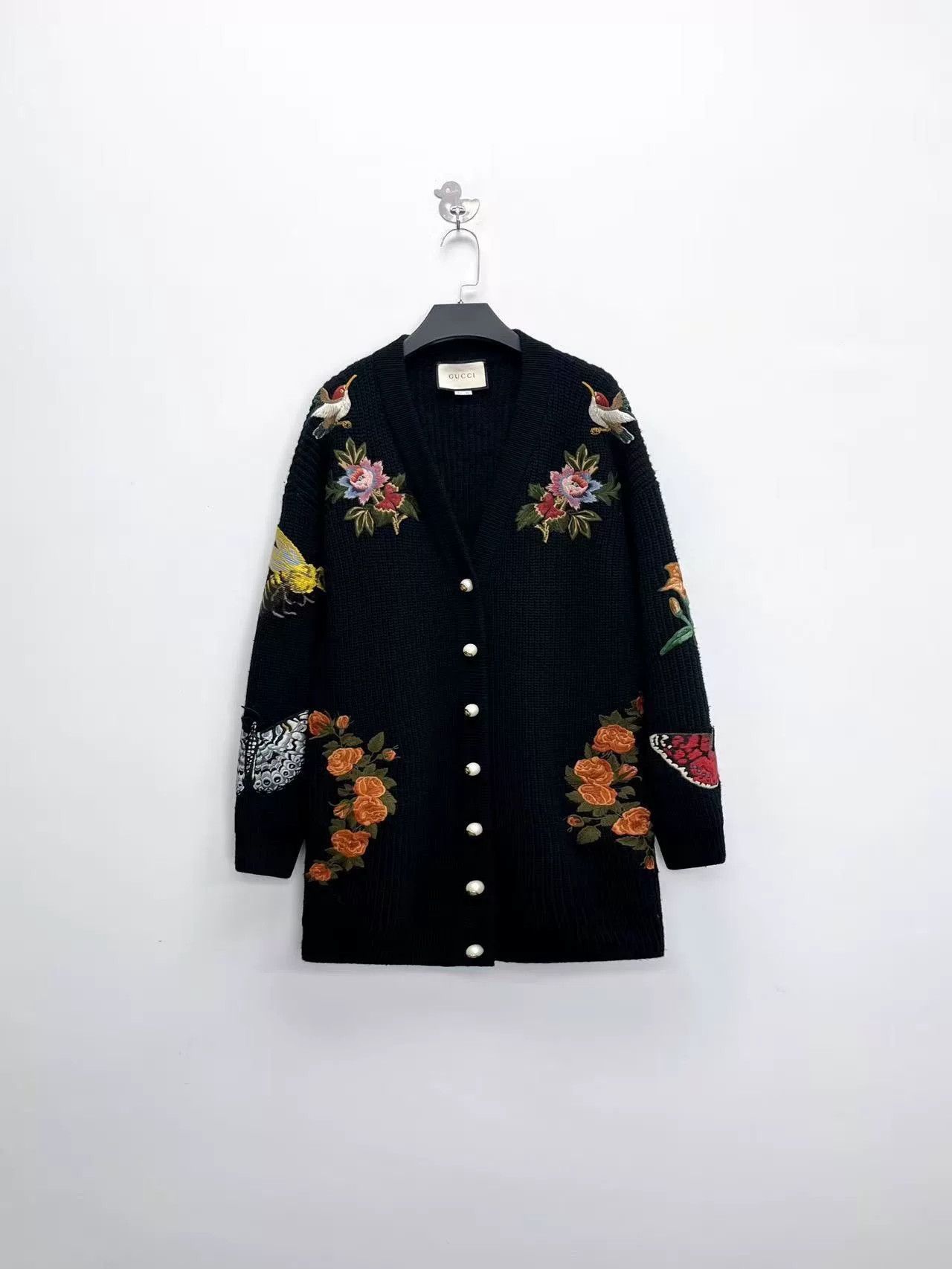 Gucci black floral embroidered long cardigan Size S / US 4 / IT 40 - 1 Thumbnail