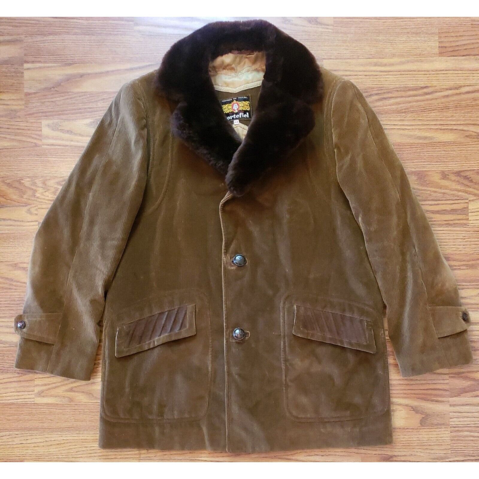 Vintage Vtg Corduroy Rancher Jacket Mens 42 Brown Faux Fur Collar Co Size US M / EU 48-50 / 2 - 5 Thumbnail