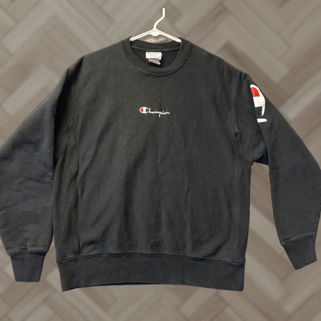 Champion Vintage Champion Reverse Weave Men’s Crew Neck Sweatshirt Large Black Casual Sports Logo Size US L / EU 52-54 / 3 - 1 Thumbnail