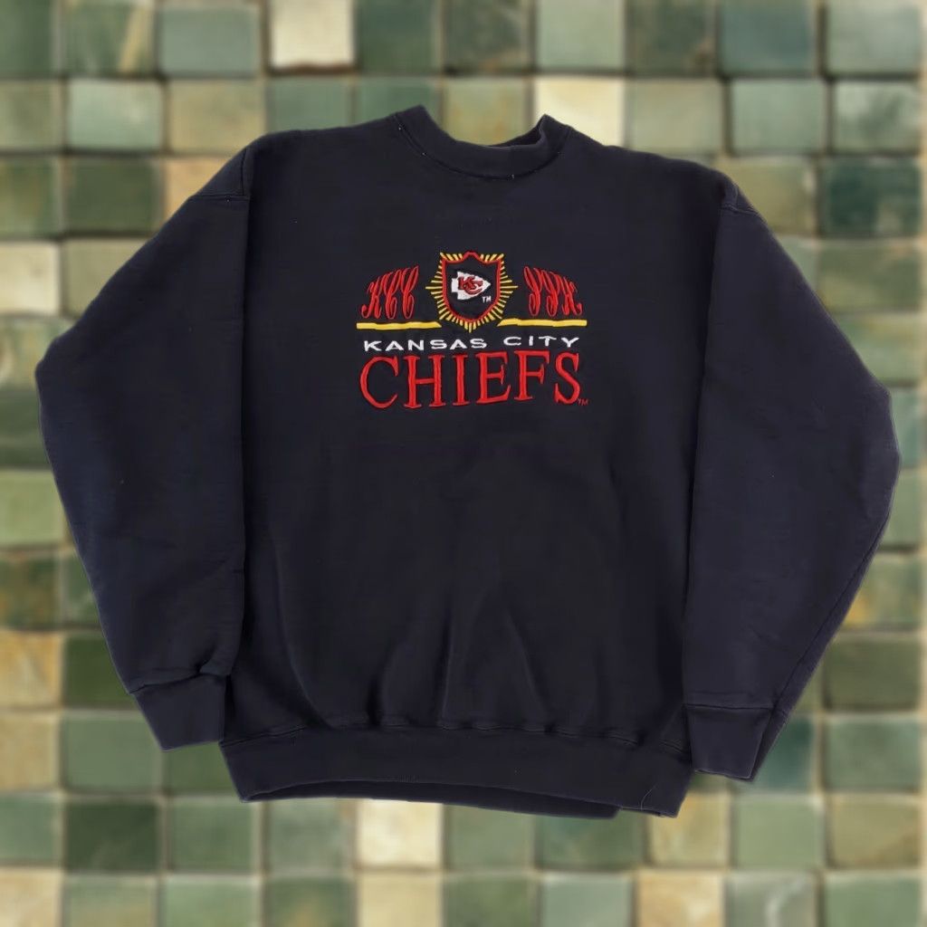 Logo Athletic VINTAGE Kansas City Chiefs Sweatshirt Logo Athletic Black Made USA Mens L 80s 90s Pullover Mens L Shirt Size US L / EU 52-54 / 3 - 1 Thumbnail