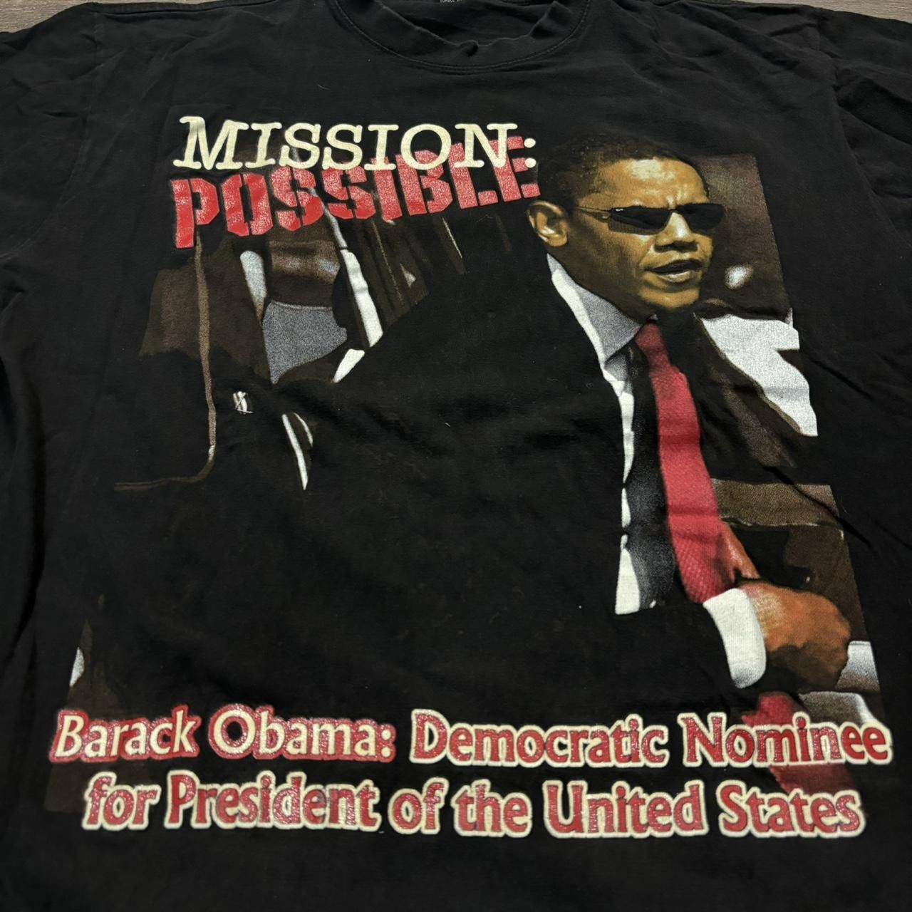 Designer Vintage Barack Obama Mission Possible T Shirt 00s XL Size US XL / EU 56 / 4 - 4 Thumbnail