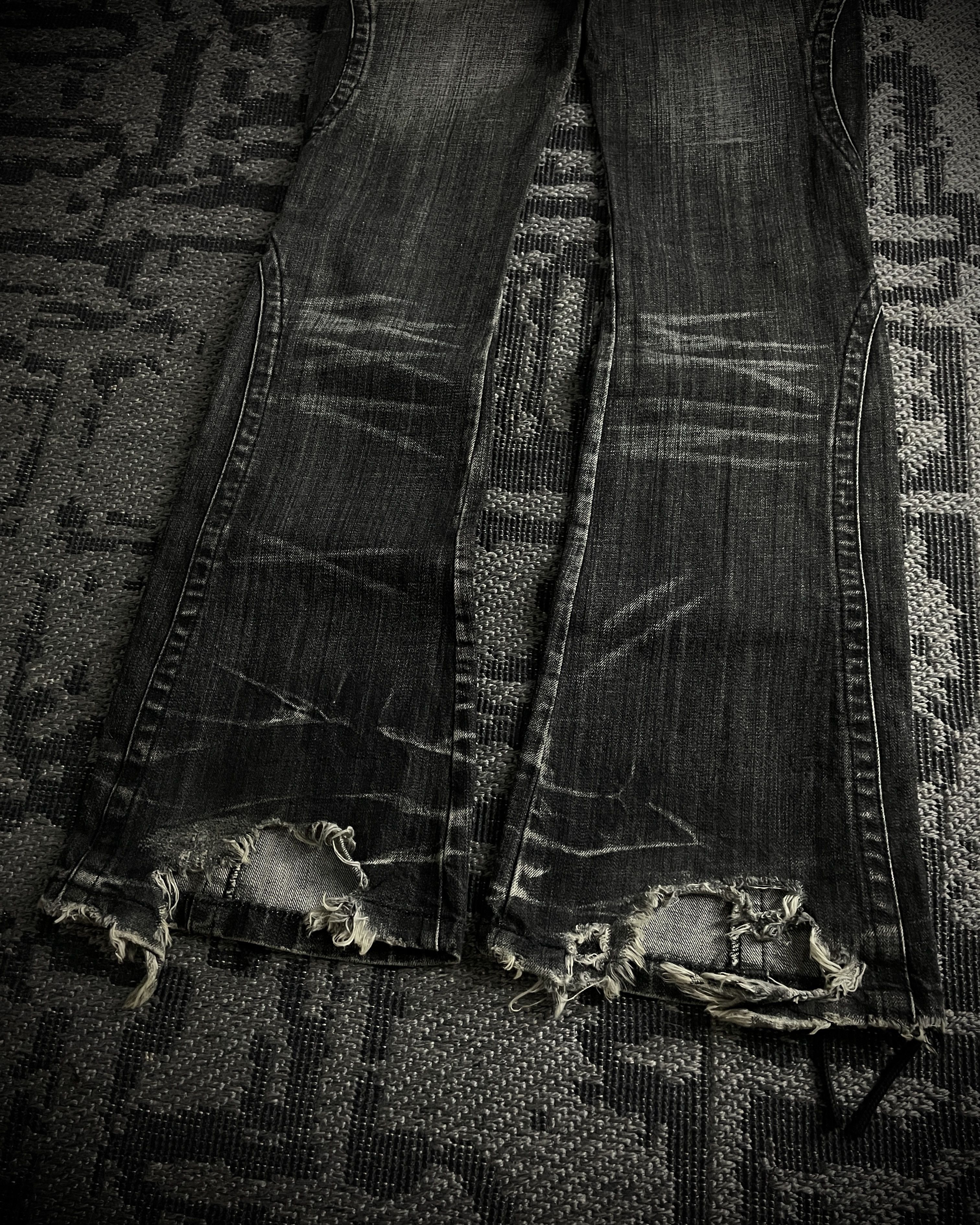 Tornado Mart Tornado Mart Curved Panel Lace Up Flared Denim Size US 33 - 10 Thumbnail