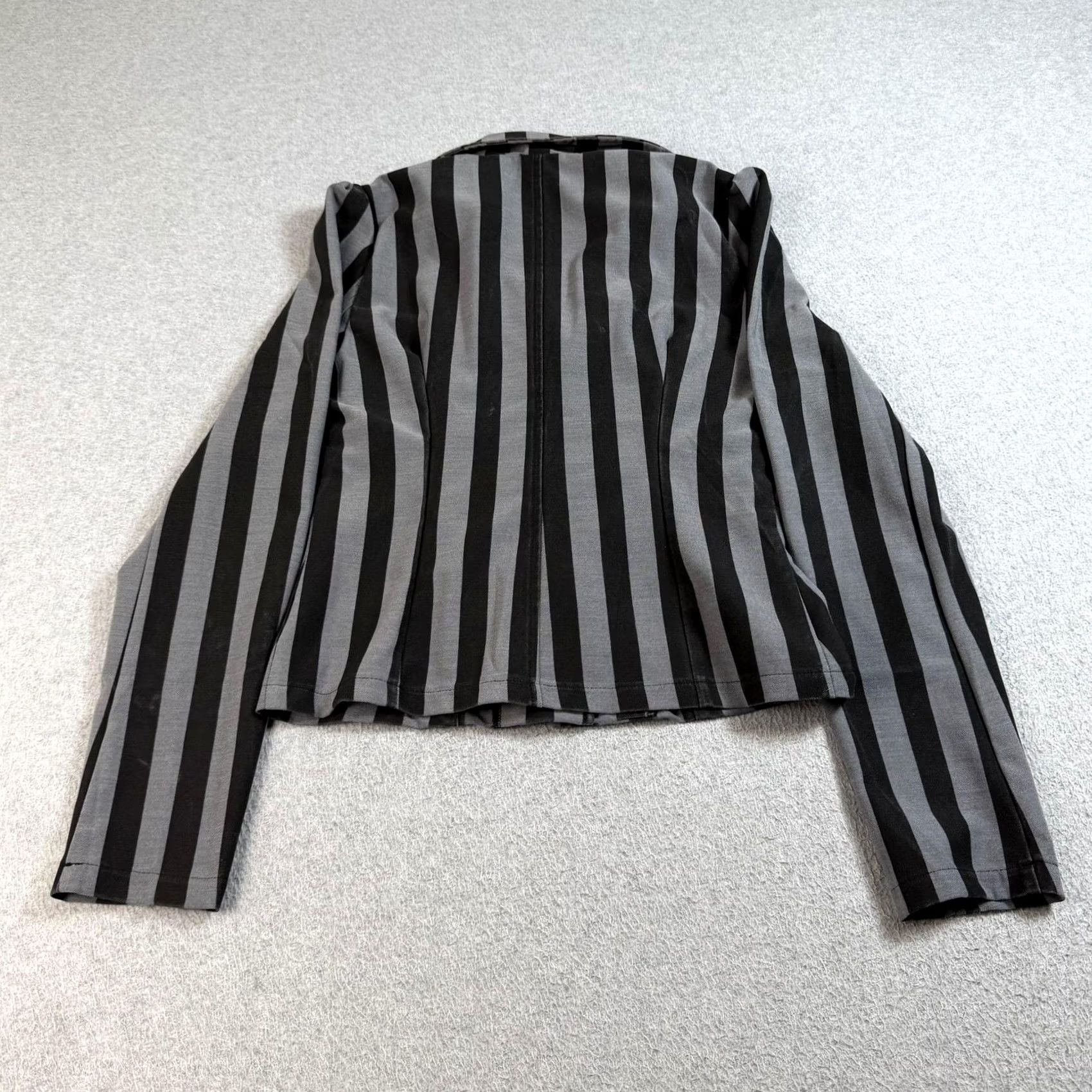 Dolls Kill Dolls Kill Trickz N' Treatz Blazer Womens XS Black Gray Stripe Moon Patch Gothic Size XS / US 0-2 / IT 36-38 - 2 Thumbnail