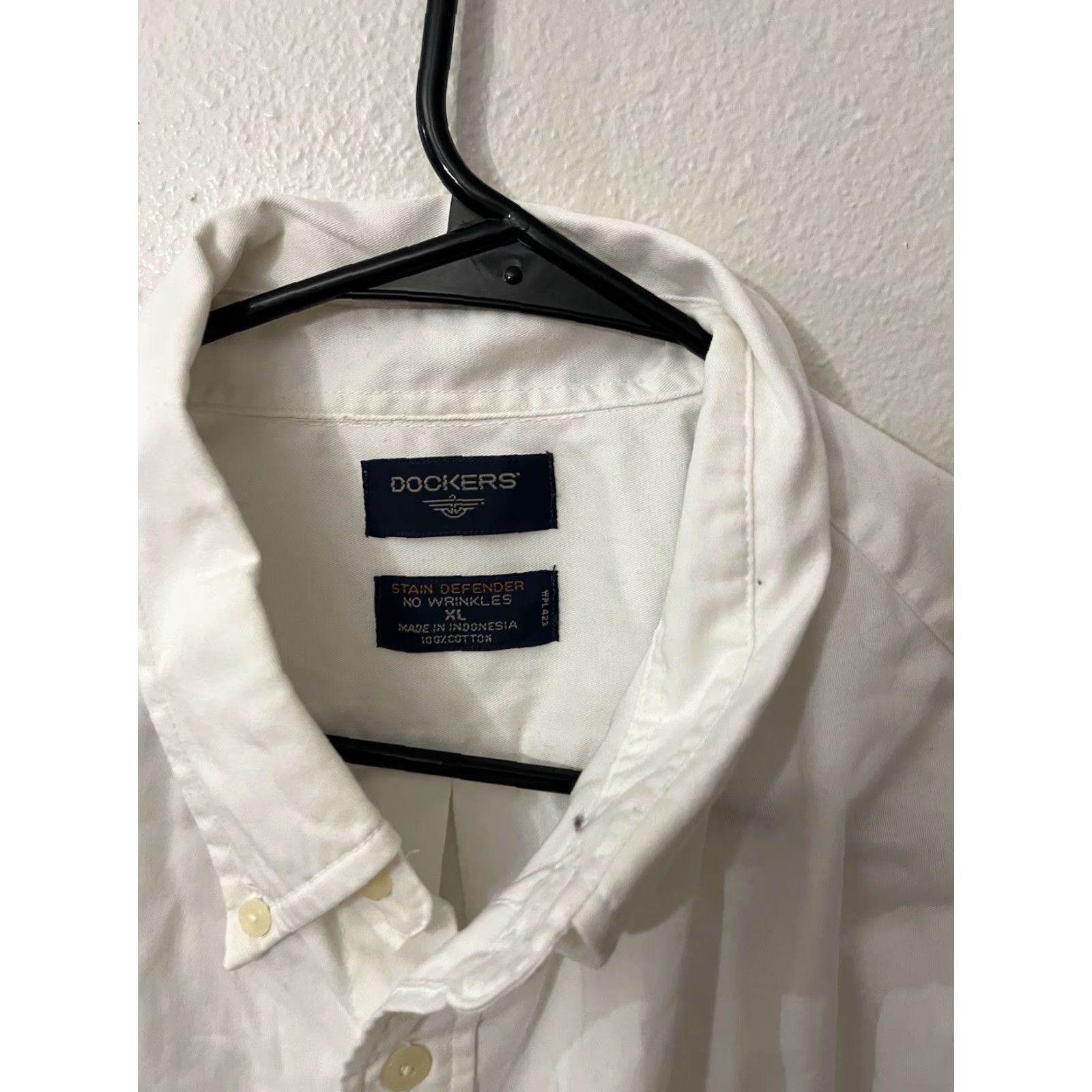 Dockers VINTAGE Dockers Button-Up Shirt Men White Solid XL Classic Collar Button-Front Modern Fit Mens Size US XL / EU 56 / 4 - 3 Thumbnail