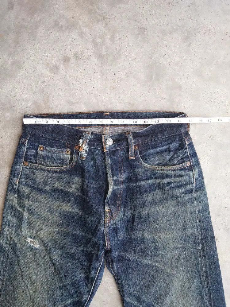 Japanese Brand Vintage Redline Denime Selvedge Thrashed Distressed Jeans Size US 29 - 10 Thumbnail