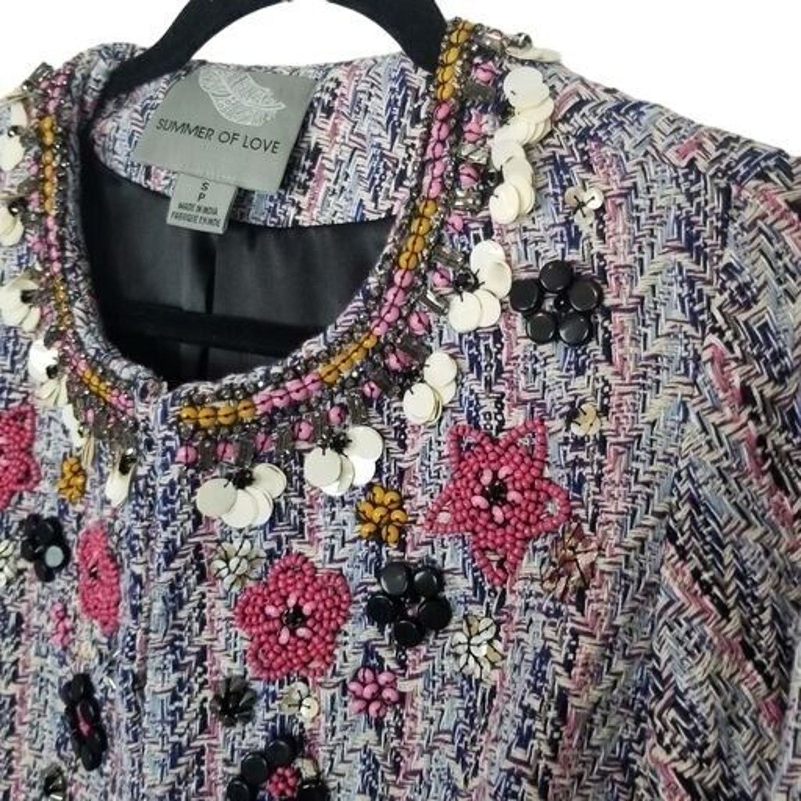 Anthropologie Anthropologie Summer Of Love Suzy Tweed Embellished Blazer Size S / US 4 / IT 40 - 6 Thumbnail