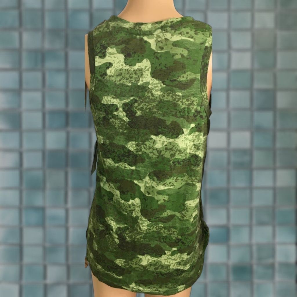 Olive Live Breathe Fight Womens Tank Top Green Camouflage Pink Ribbon Crew Neck S New Size S / US 4 / IT 40 - 1 Thumbnail