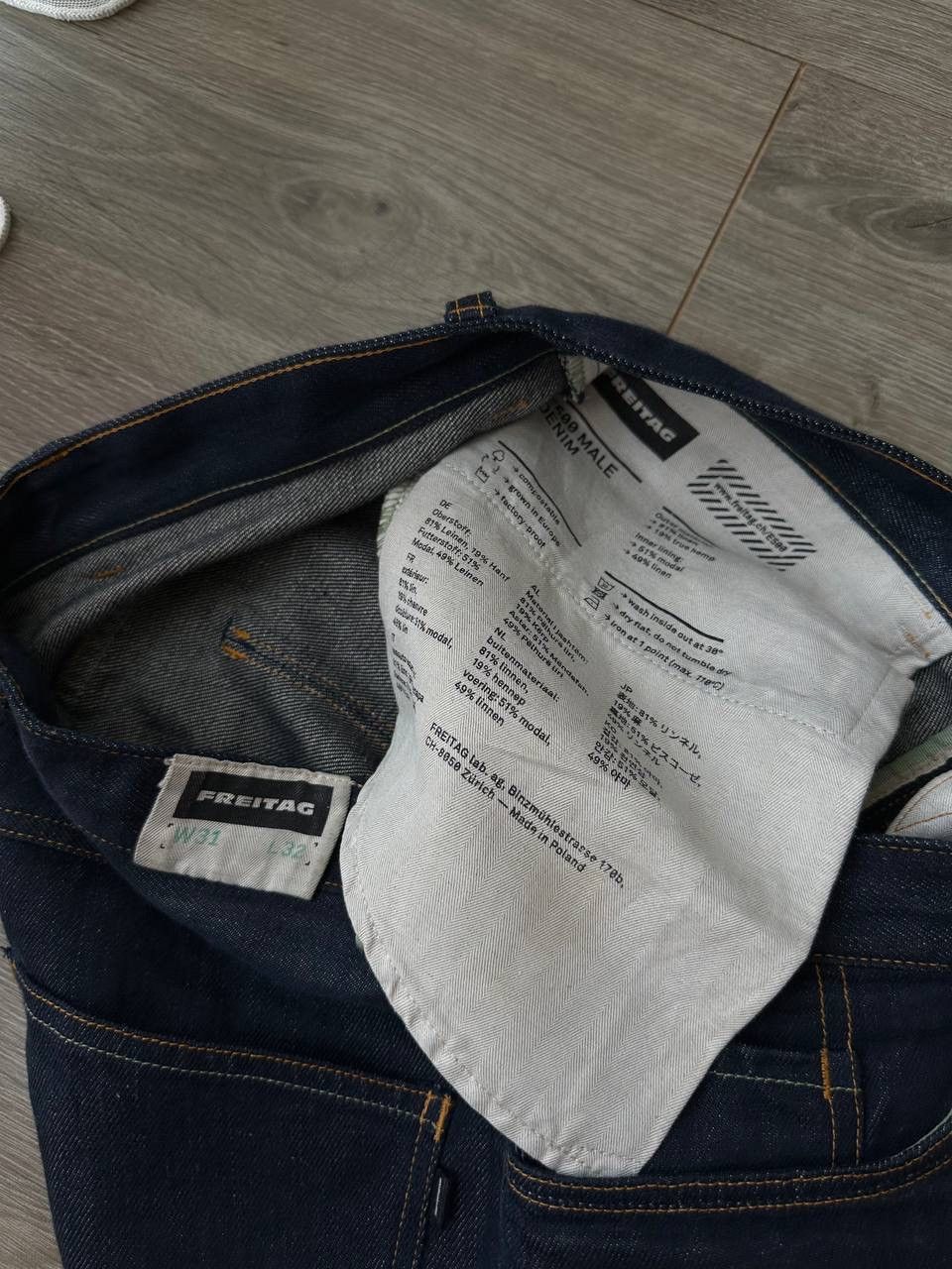 Freitag × Vintage Vintage Freitag E 500 Male Denim Blue Linen Pants Size US 31 - 11 Thumbnail