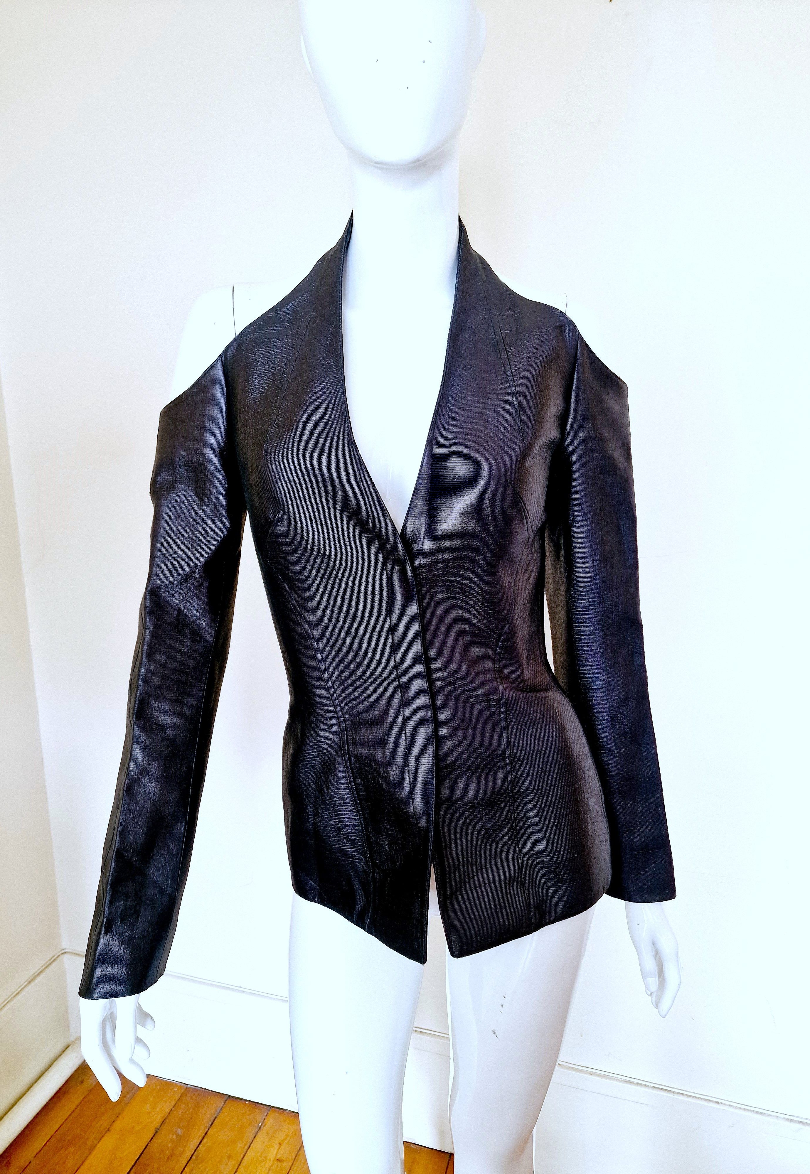 Thierry Mugler Thierry Mugler Couture S/S 2001 Off-Shoulder Blazer Jacket Size M / US 6-8 / IT 42-44 - 7 Thumbnail