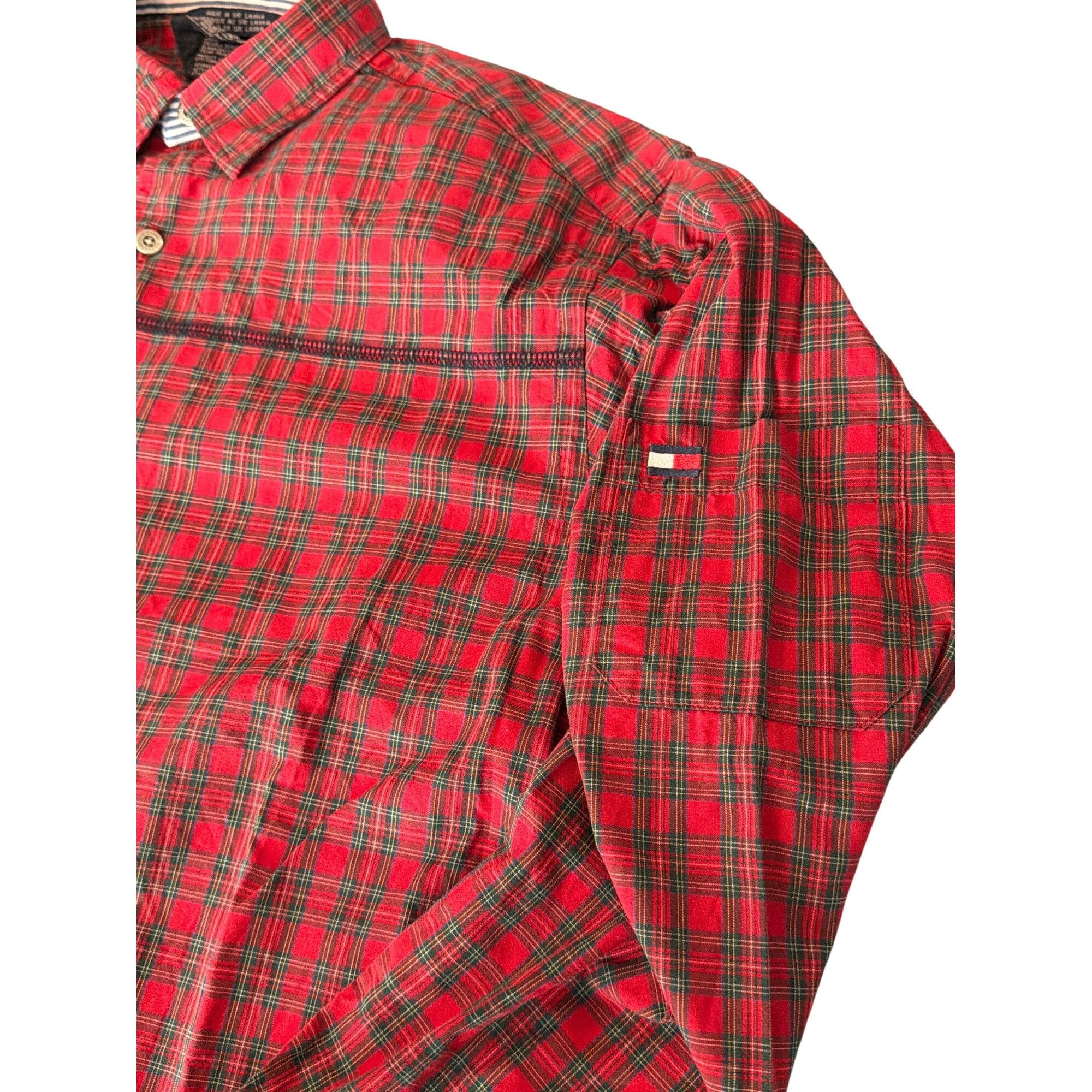 Tommy Hilfiger Vintage Tommy Hilfiger Red Plaid Long Sleeve Pocket Flag But Size L / US 10 / IT 46 - 3 Thumbnail