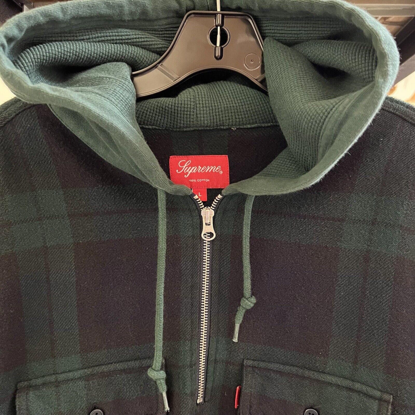 Supreme Supreme Plaid Quarter Zip Hoodie Flannel Green Sz L Size US L / EU 52-54 / 3 - 1 Thumbnail