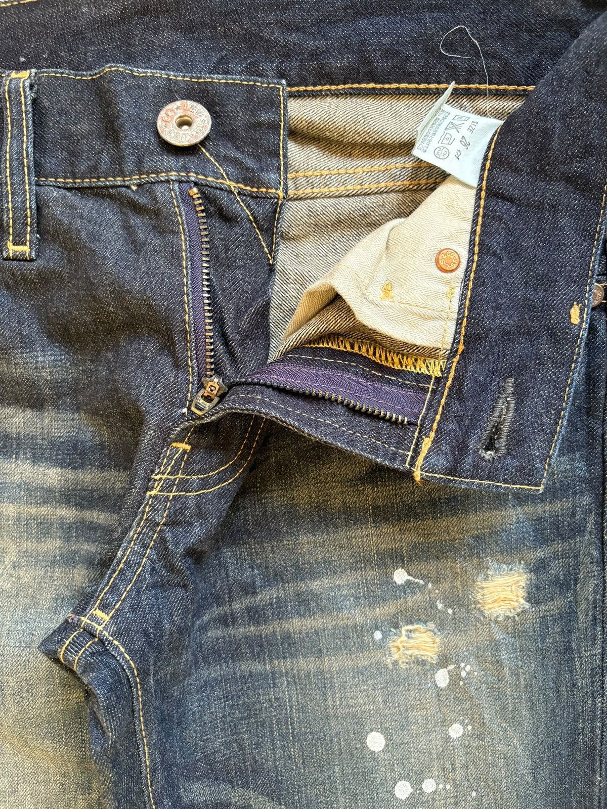 Levi's Vintage 90s Levis 502 Rusty Wash Painted Distressed Jeans Size 28" / US 6 / IT 42 - 9 Thumbnail