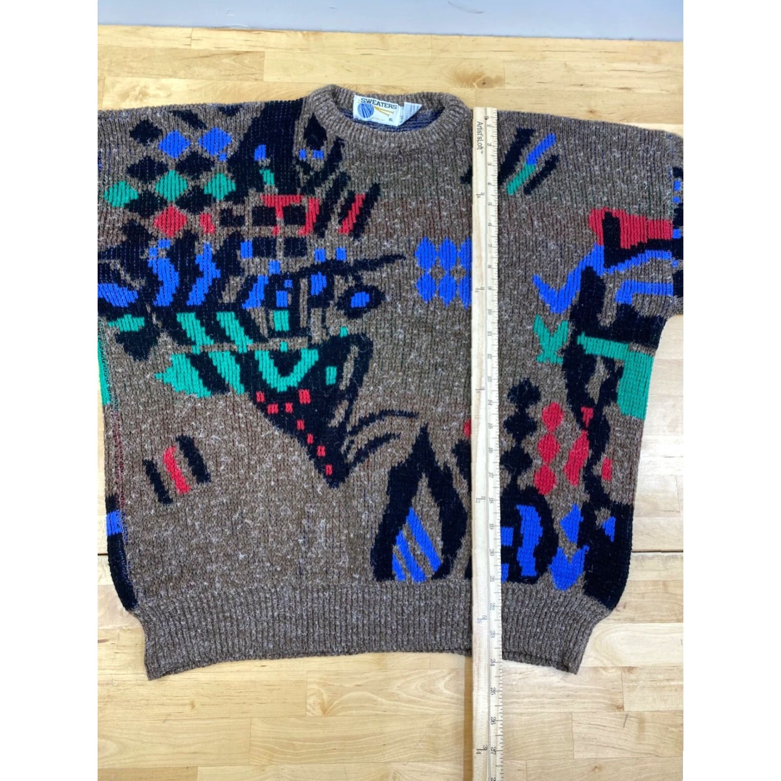 Vintage VINTAGE Sweaters Mens XL Brown Abstract Geometric 90s Crew Neck Knit Pullover Casual Shirt? Size US XL / EU 56 / 4 - 5 Thumbnail