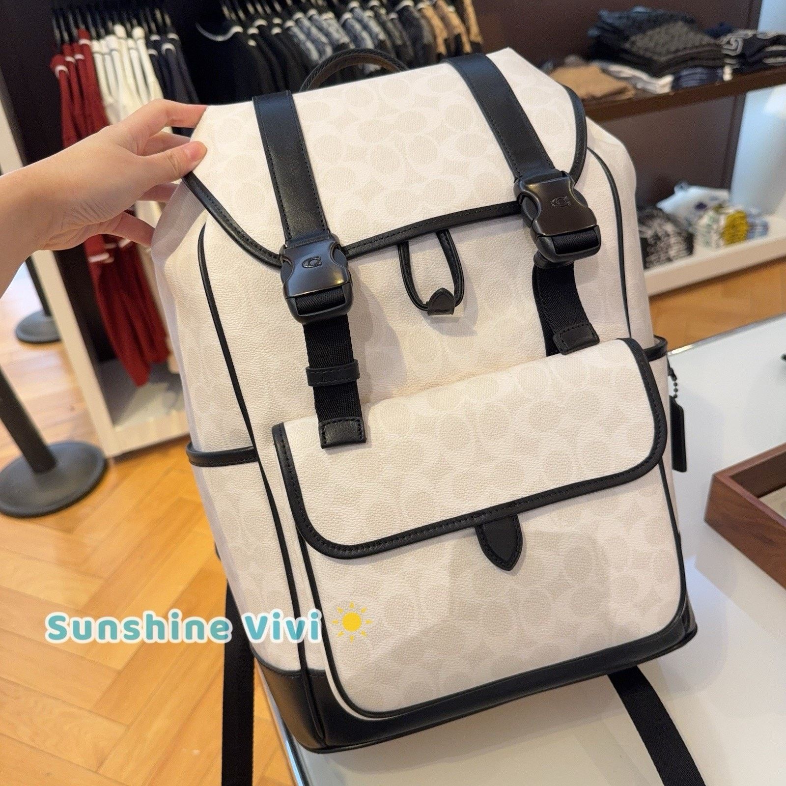 Coach NWT Coach MEN League Flap Backpack White/Black CU201 Size ONE SIZE - 4 Thumbnail