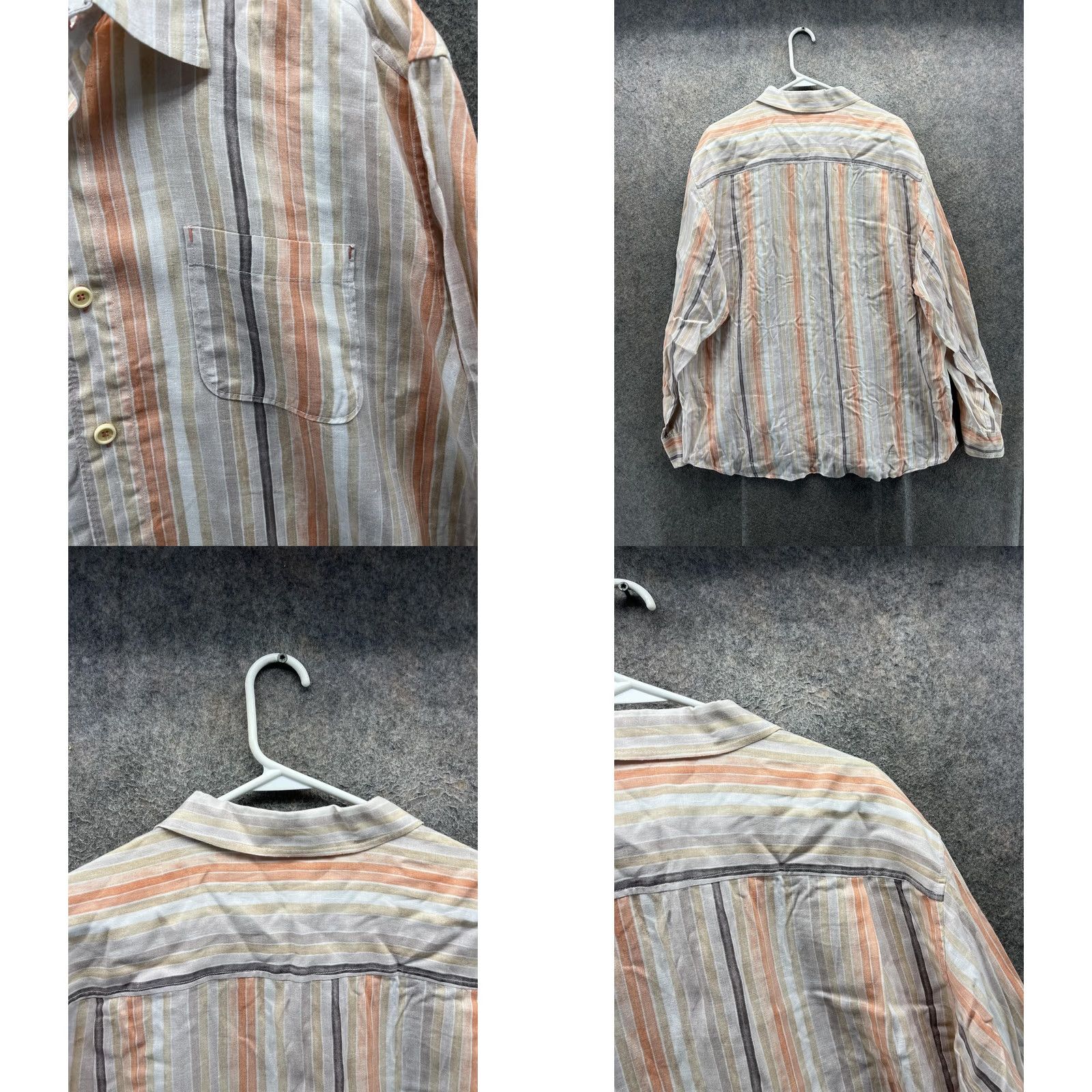 Tommy Bahama Tommy Bahama Shirt Mens XL Multicolor Stripe Long Sleeve Linen Button Front Size US XL / EU 56 / 4 - 8 Thumbnail
