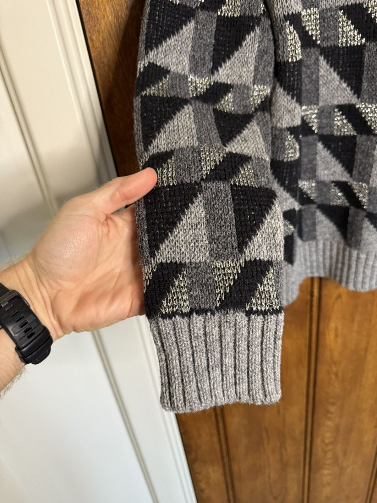 Saint Laurent Paris FW15 Grail Saint Laurent geometric metallic sweater Hedi XL Size US XL / EU 56 / 4 - 21 Thumbnail