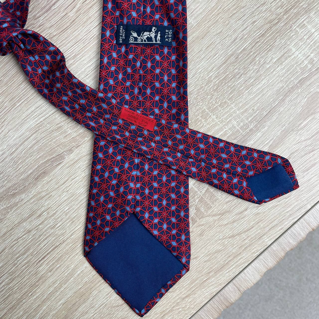 Hermes Hermes Paris Silk Tie 5082 PA Geometry Blue Size ONE SIZE - 3 Thumbnail
