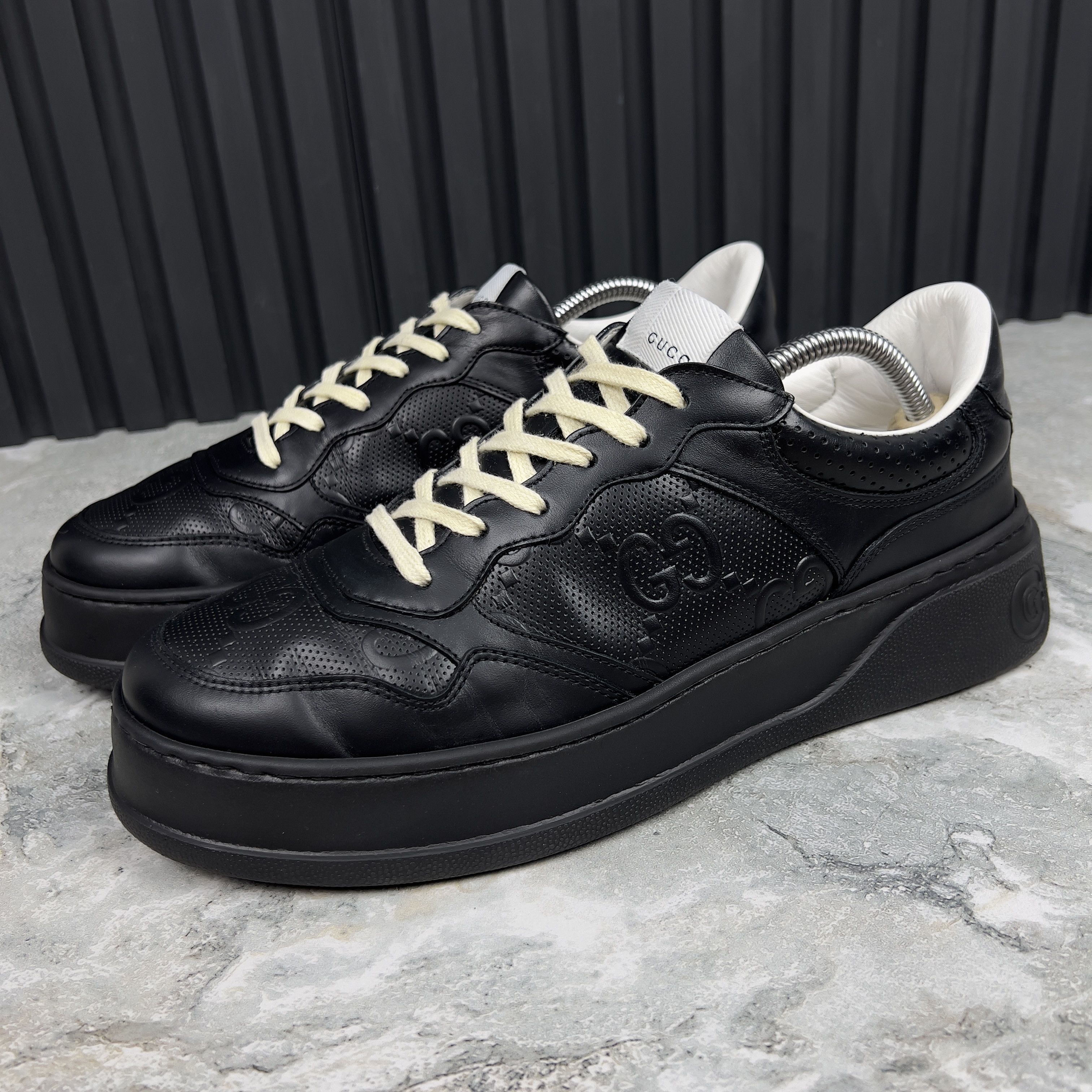 Gucci Chunky GG Embossed Logo Trainer Sneaker Leather