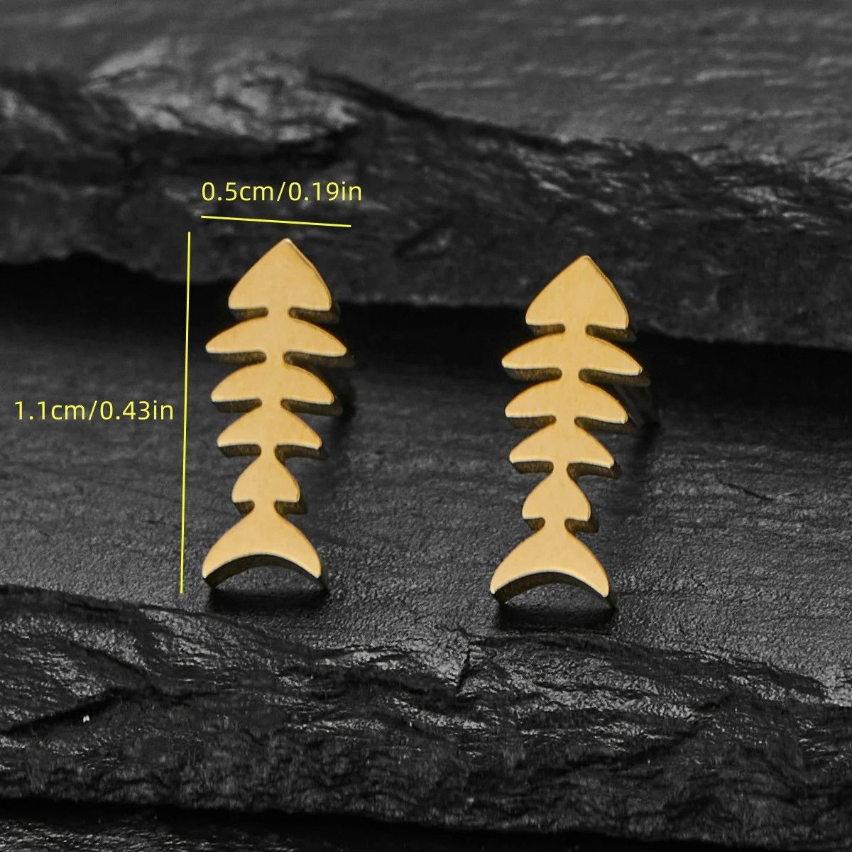 Jewelry Fish Bone Stud Earrings Charm Earring Gift Size ONE SIZE - 2 Thumbnail
