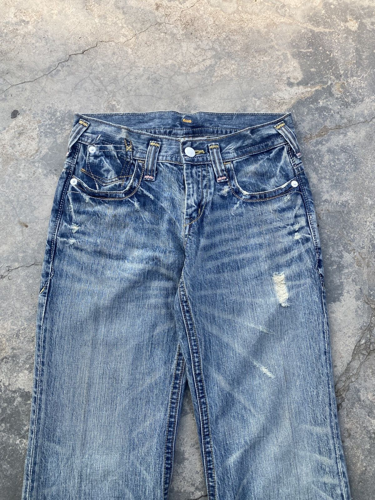 Japanese Brand BRAPPERS Distressed Boyfriend Jeans Size 29" - 2 Thumbnail