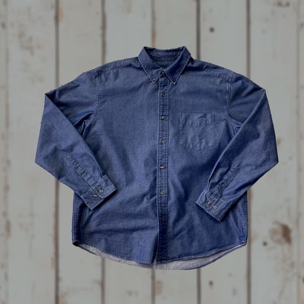 Eddie Bauer VINTAGE Eddie Bauer Denim Work Shirt Mens L Blue Long Sleeve Button Up Cotton Size US L / EU 52-54 / 3 - 1 Thumbnail