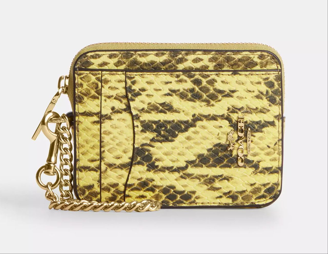 Coach Zip Card Case CEC53 Gold/Yellow Snake-embossed leather Size ONE SIZE - 5 Thumbnail