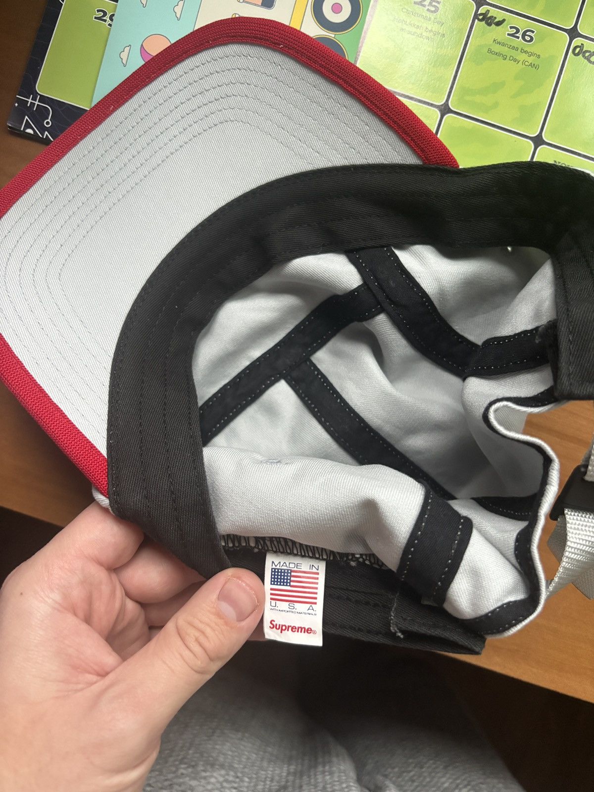 Supreme Supreme 5 panel hat - grey with red trim Size ONE SIZE - 3 Thumbnail
