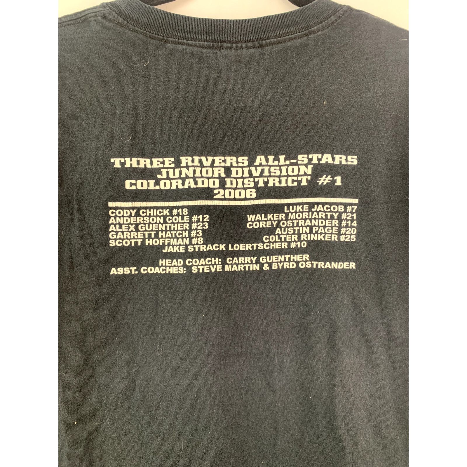 Gildan Vintage Baseball Shirt Men's Large Black Three Rivers Tee L Size US L / EU 52-54 / 3 - 5 Thumbnail