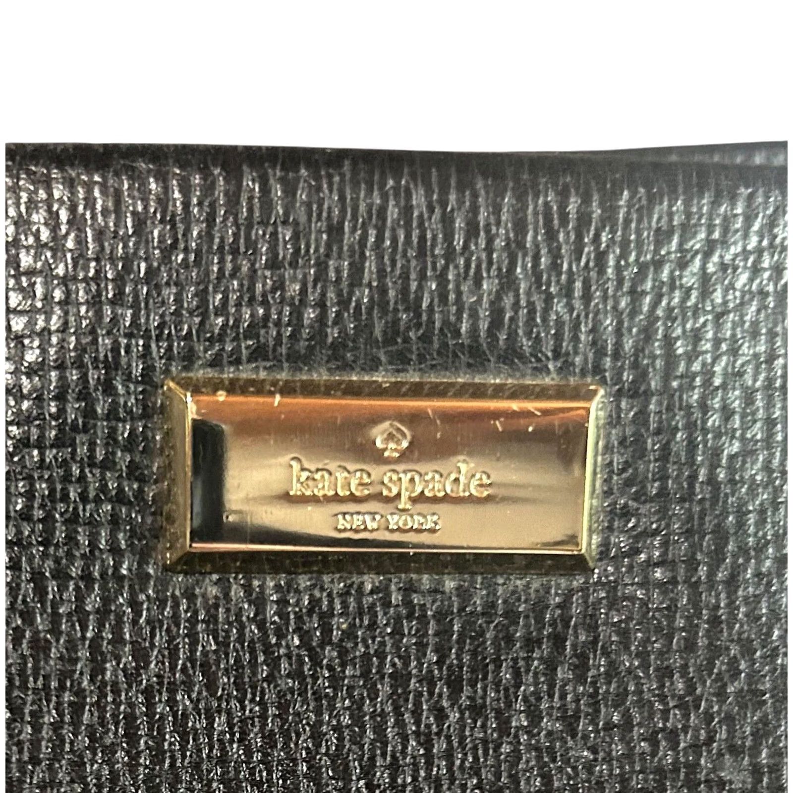 Vintage kate spade new york Black Leather Tote Shoulder Bag W/Chain Straps Women Purse Size ONE SIZE - 5 Thumbnail
