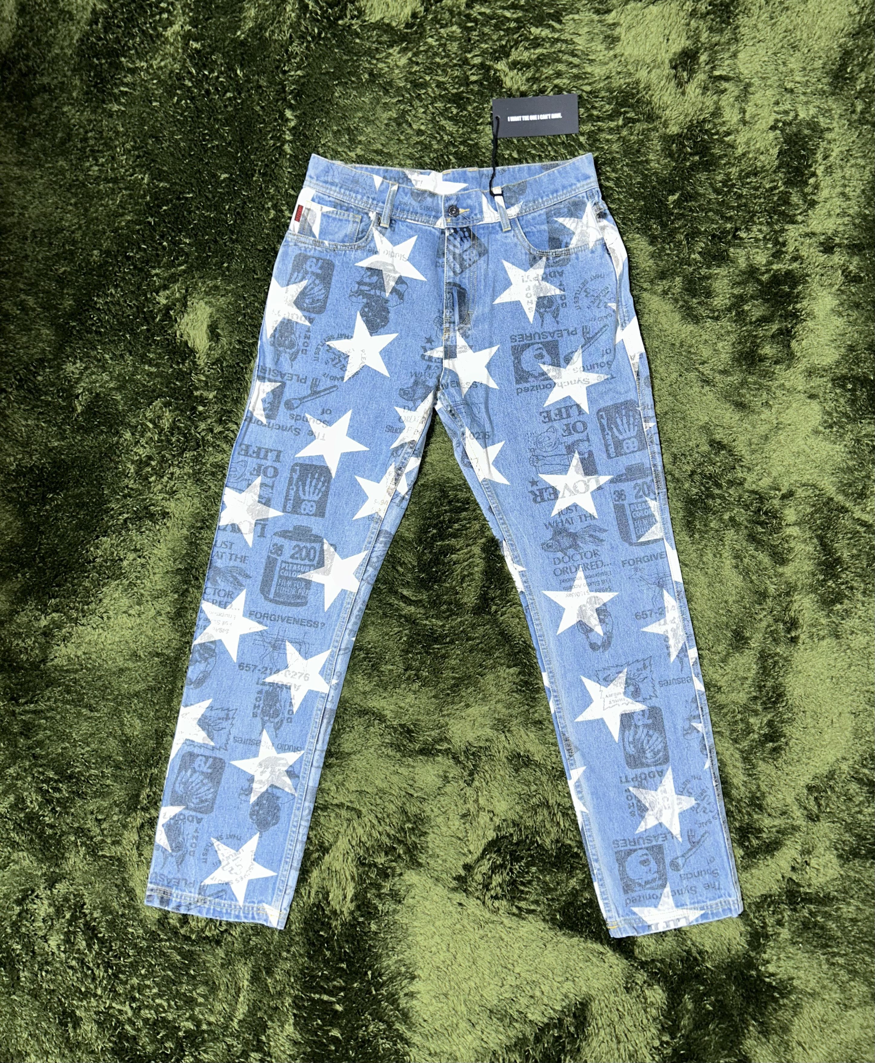 Pleasures [32] pleasures star printed denim pants light indigo Size US 32 / EU 48 - 1 Thumbnail