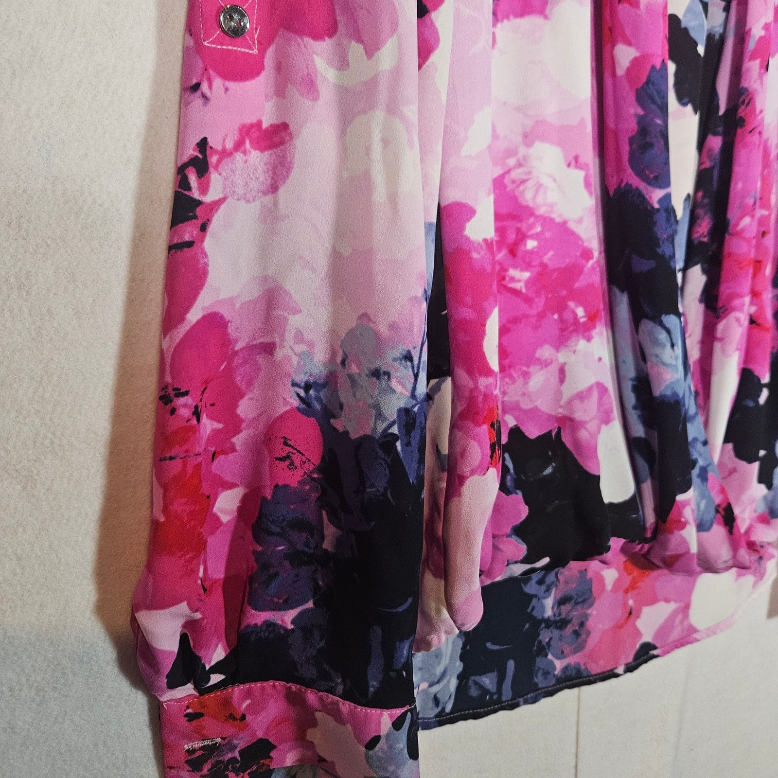 Alfani Alfani Pink Floral Layered Long Sleeve Blouse Size M / US 6-8 / IT 42-44 - 2 Thumbnail