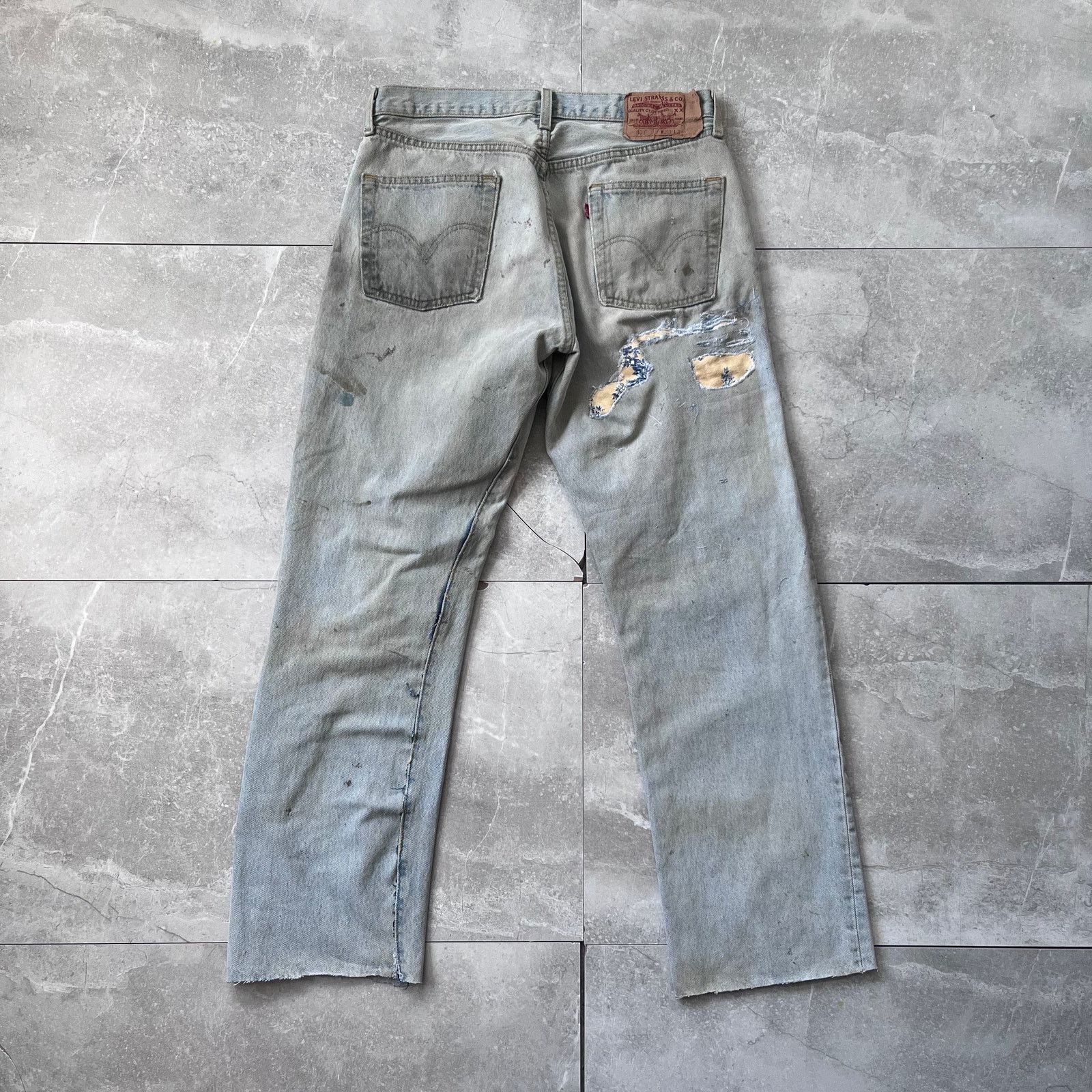 Levi's Vintage Levi’s 501 Custom Patchwork Jeans – Coffee-washed Size US 32 / EU 48 - 2 Thumbnail