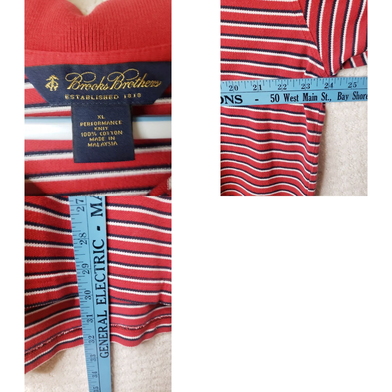 Brooks Brothers Brooks Brothers Performance Polo Shirt Mens XL Red Striped Cotton Original Fit Size US XL / EU 56 / 4 - 8 Thumbnail