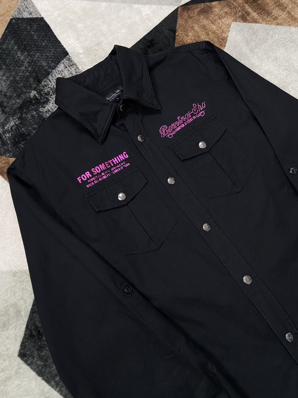 BERNINGS SHO Bernings Sho Rhinestone Skull Shirt Wired Collar Japan Rock Size L / US 10 / IT 46 - 10 Thumbnail