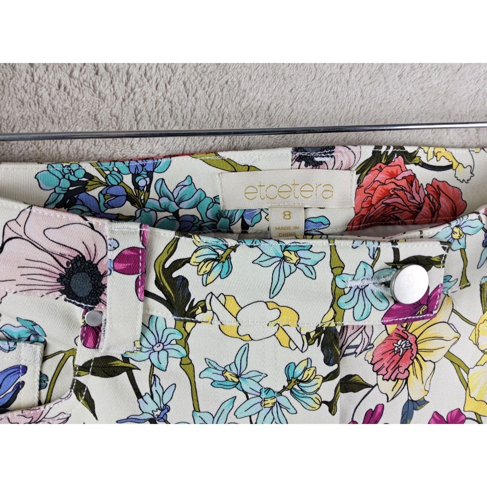 Vintage Etcetera Womens Michaela Floral Flat Front Chino Pants 8 Size Size 30" / US 8 / IT 44 - 4 Thumbnail