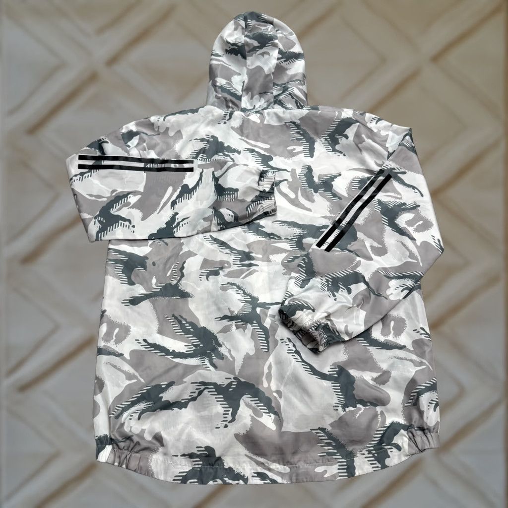 Adidas Adidas Windbreaker Hoodie Jacket Womens XL Gray Full Zip Camouflage Active Size XL / US 12-14 / IT 48-50 - 1 Thumbnail