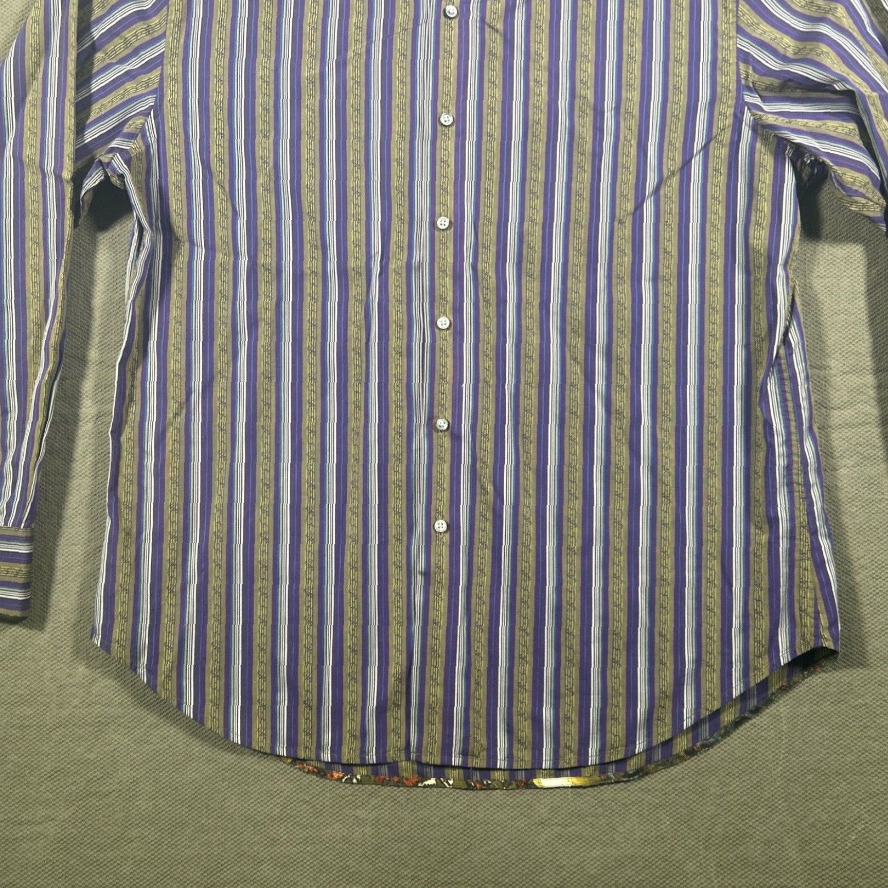 Robert Graham Robert Graham Shirt Mens XL Multicolor Striped Button-Up Copper British? Size US XL / EU 56 / 4 - 4 Thumbnail