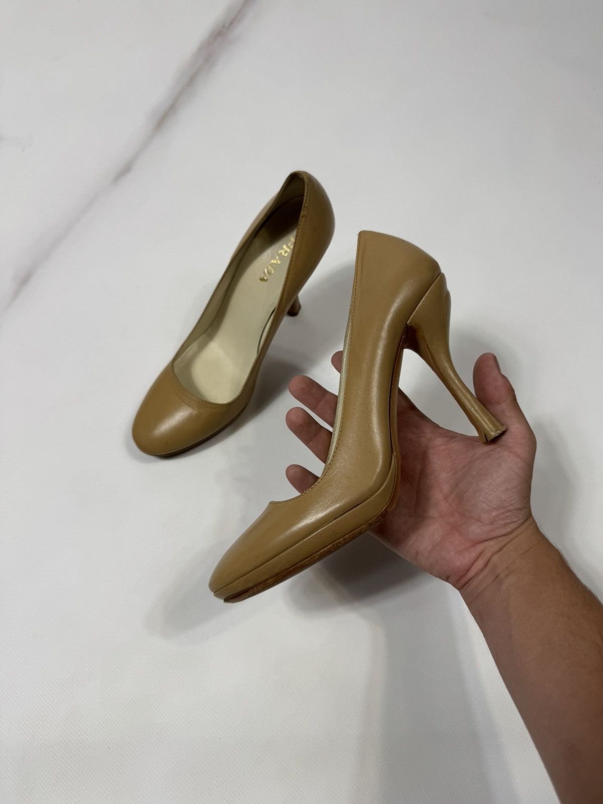 Prada Prada Nude Patent Leather Hight Heels Size US 7 / IT 37 - 1 Thumbnail