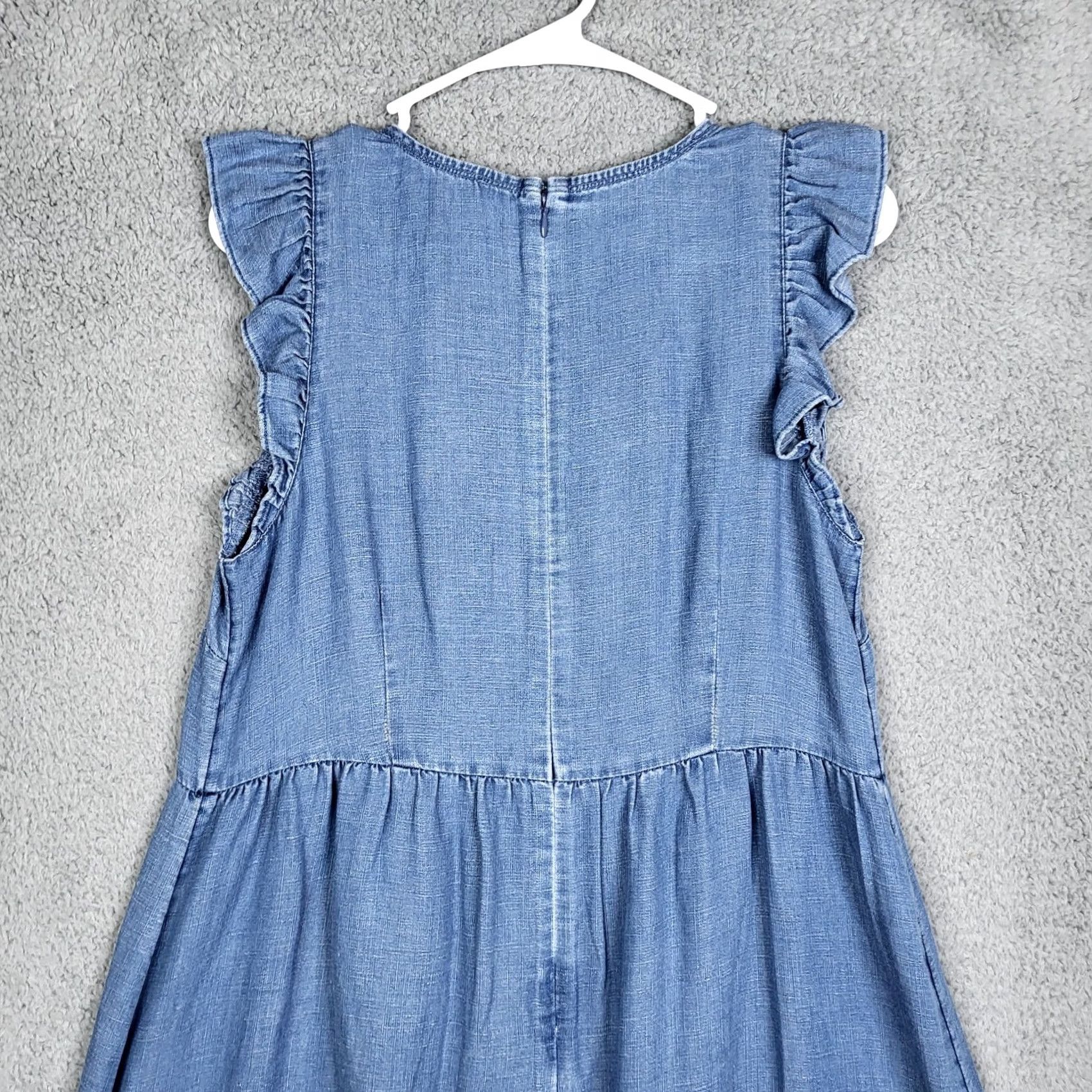 Loft LOFT By Ann Taylor Women’s blue V-neck ruffle sleeve Dress Size 6 NEW Size M / US 6-8 / IT 42-44 - 4 Thumbnail
