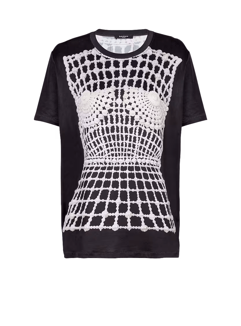 Balmain o1s1wg111225 Trompe l'oeil-Print T-Shirt in Black Size S / US 4 / IT 40 - 1 Thumbnail