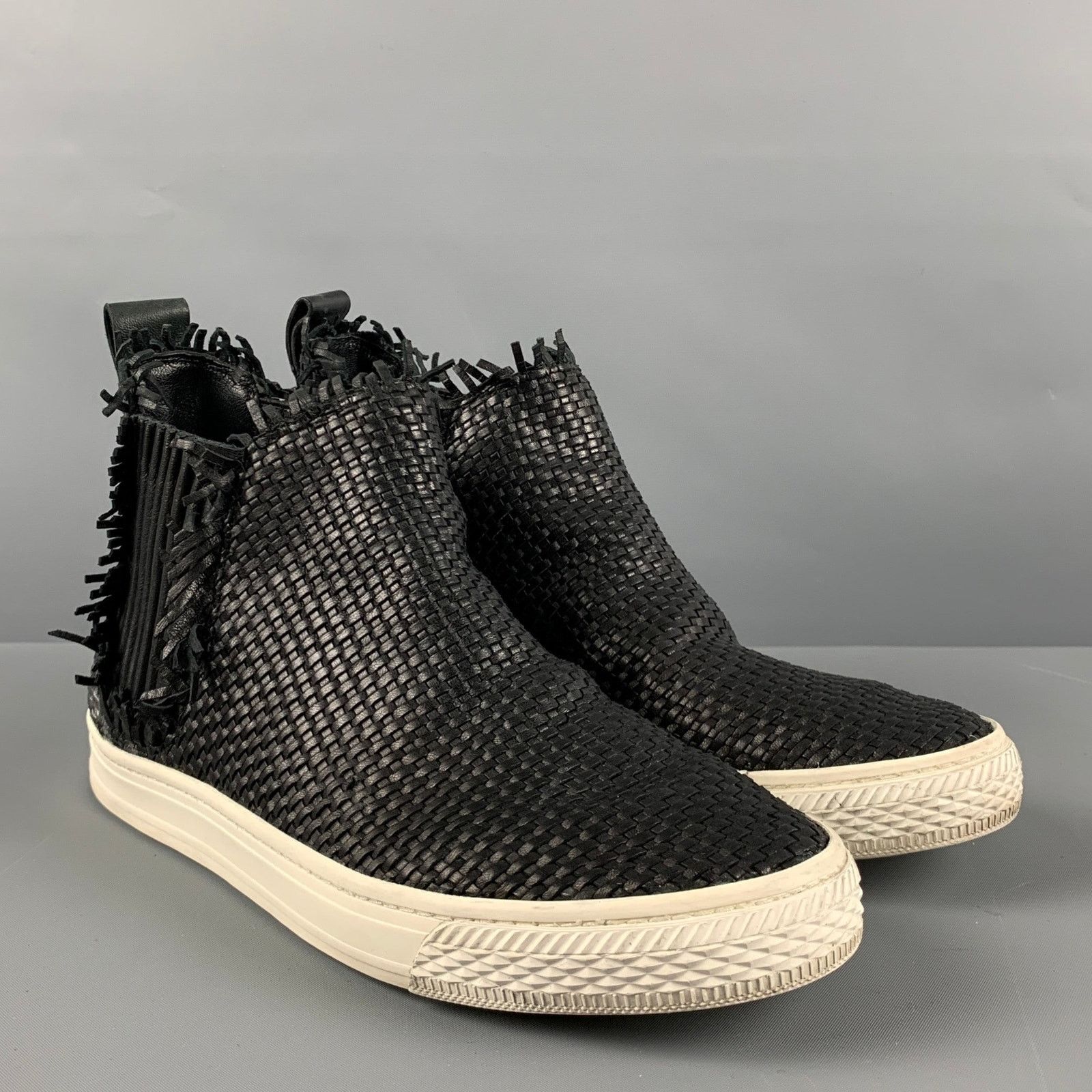 LOEFFLER RANDALL Size 8.5 Black White Leather Ankle Sneakers