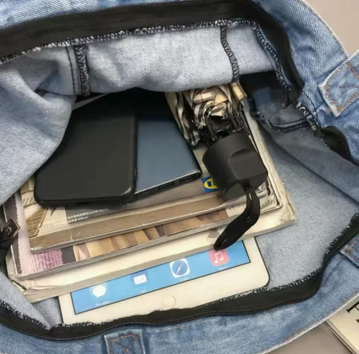 Japanese Brand Streetwear Style Denim Shoulder Bag Size ONE SIZE - 5 Thumbnail
