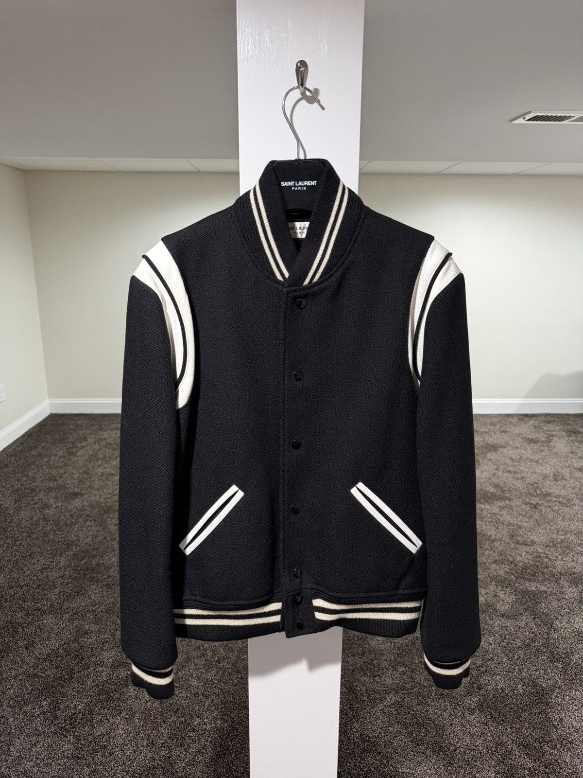 Saint Laurent Paris Saint Laurent Paris 2017 Teddy Varsity Black Jacket Size US L / EU 52-54 / 3 - 1 Thumbnail